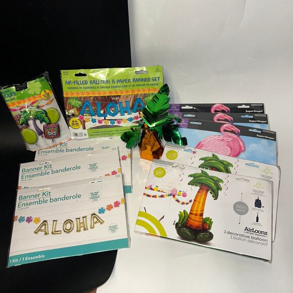 10 Piece Luau Hawaiian Hawaii Party Decorations Banner Balloons - Picture 2 of 13